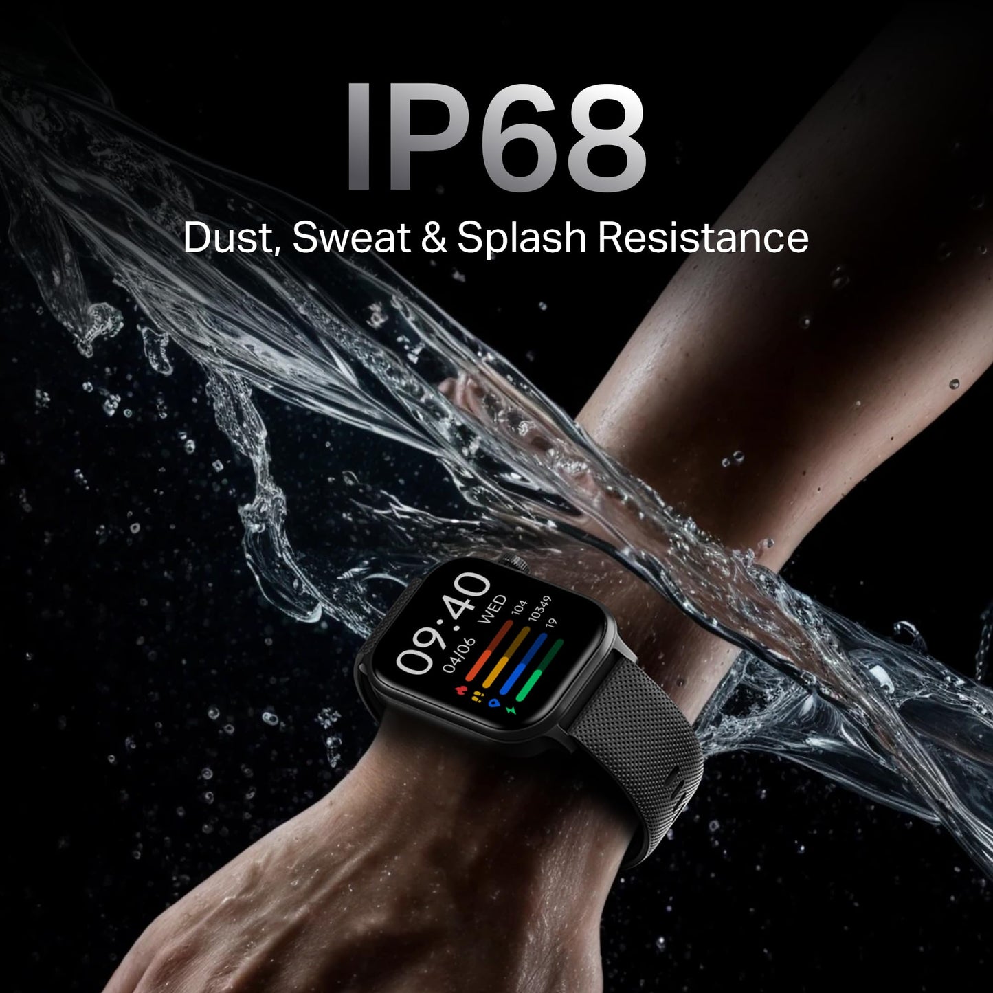 Boat Storm Infinity Plus Smartwatch with 20 Days Battery, ASAP™ Charge, 4.97 cm HD Display, Functional Crown, Multiple Sports Modes, BT Calling, SOS, IP68, Heart Rate & SpO2 Monitor (Active Black)