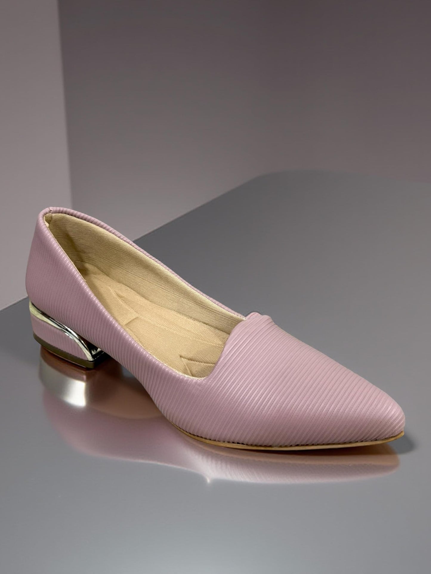 RJ FOOTWEAR Women's Pointed Toe Belly with Golden Block Heel | Party & Office Wear Slip-On Shoes