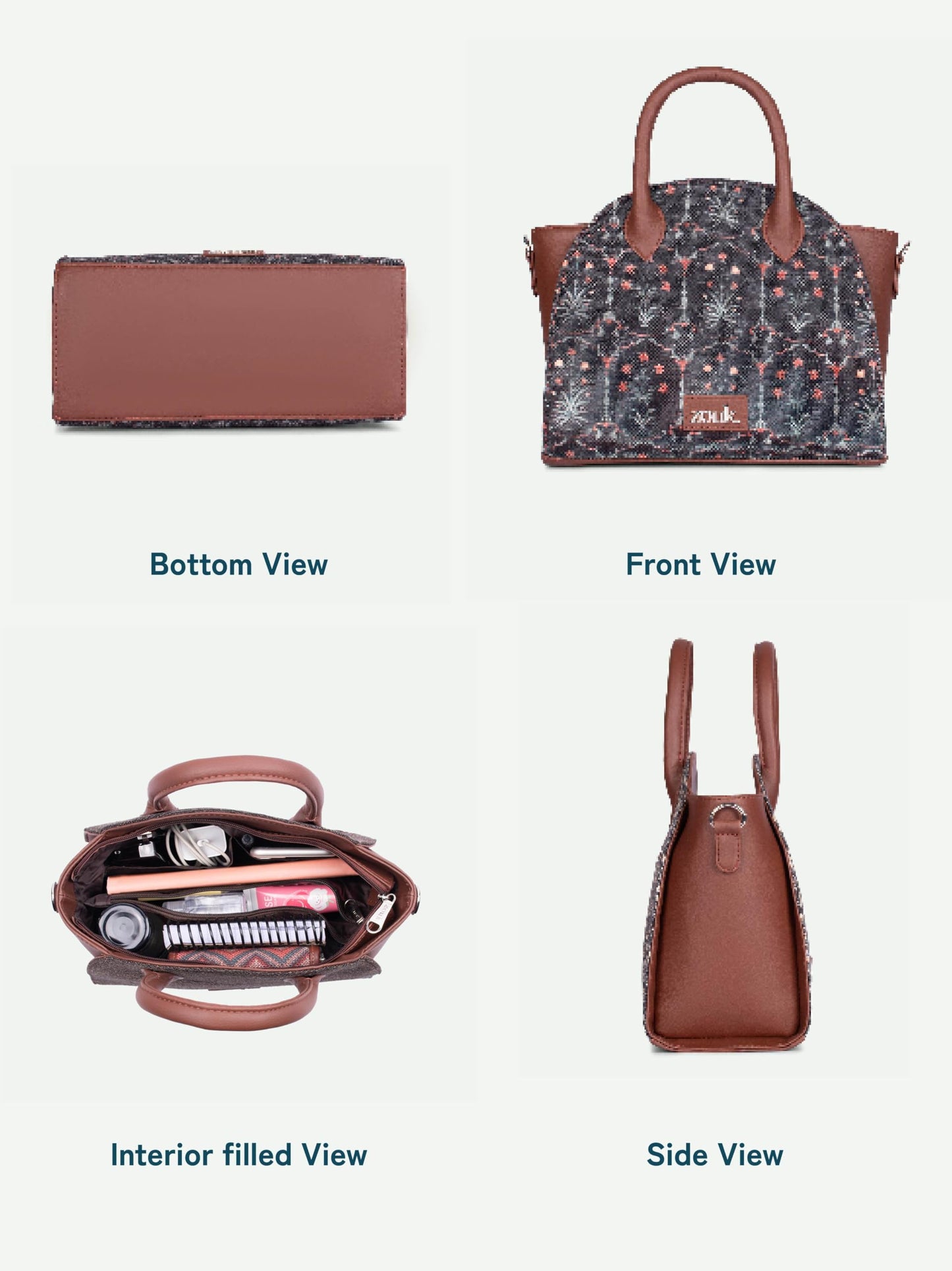 ZOUK Konkona City Satchel Bag | Stylish Handbag for Women | Tote Bag with Big Size Utility | Office, Travel & Casual Use | Water-Resistant | Vegan Leather | Taj Guldasta