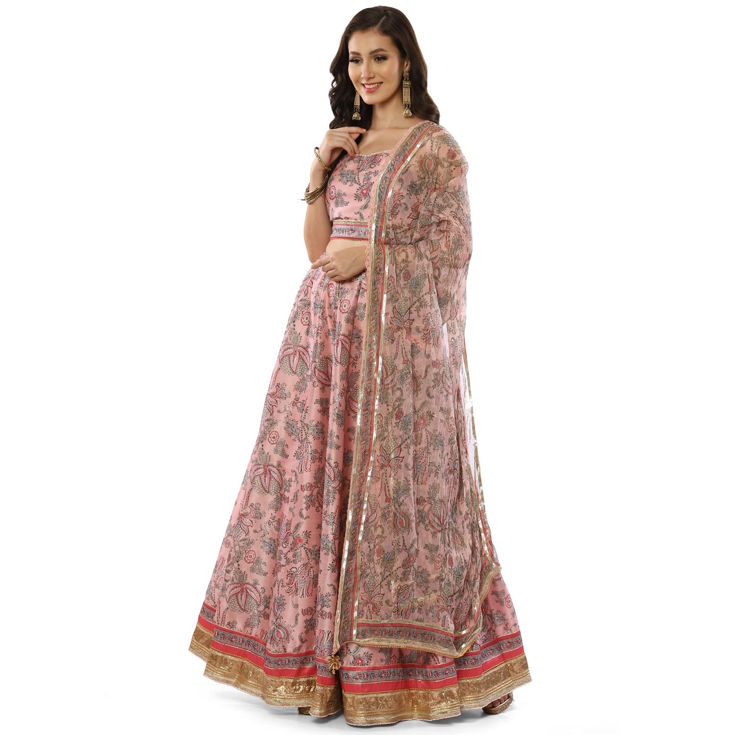 BIBA Women's Polycotton Lehenga Set (SKDASSORTED8263_Soft Pink_38)