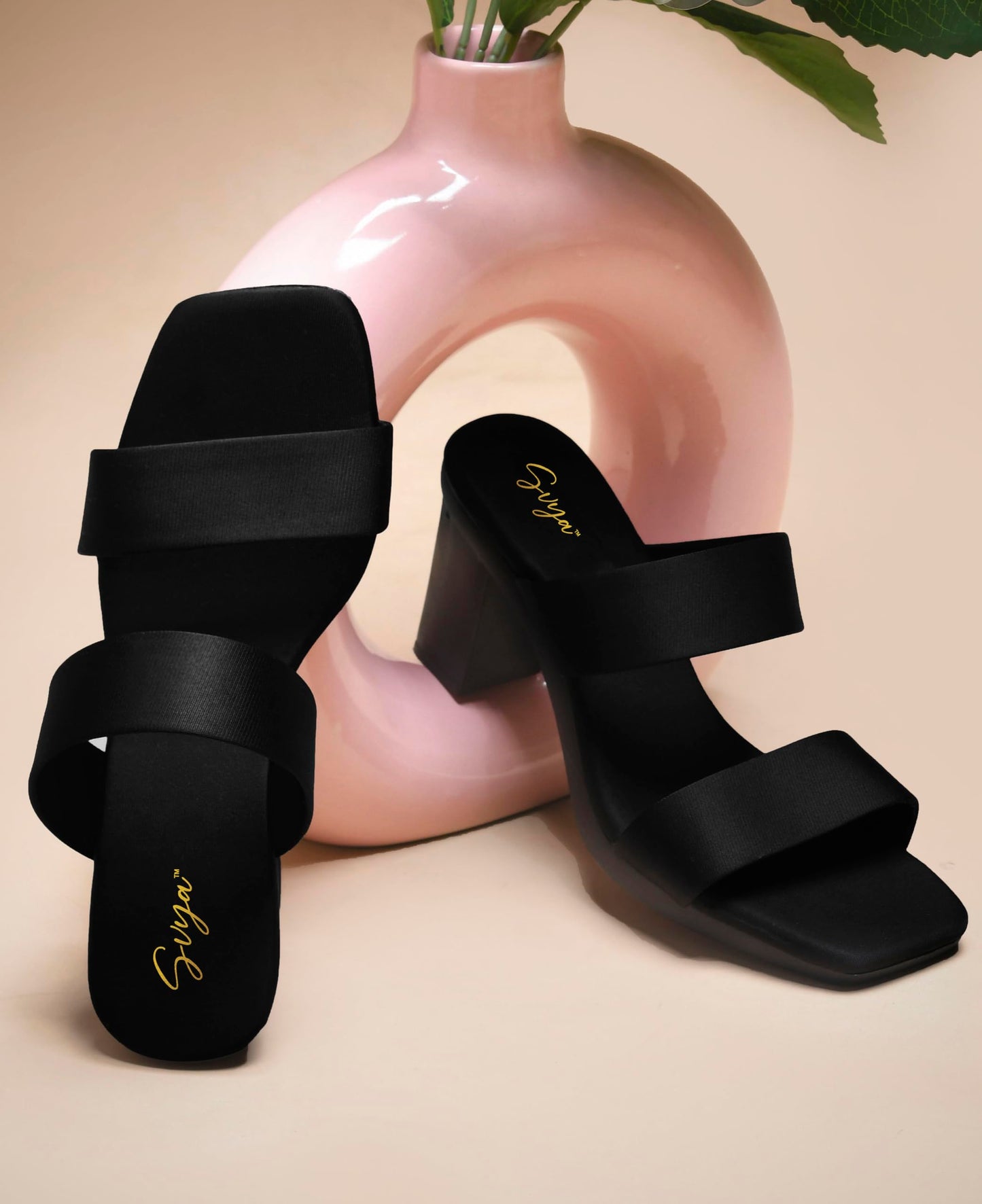 SVYA, Comfortable Heel Sandals for Women and Girl. (Black, UK Footwear Size System, Adult, Women, Numeric, Medium, 8)