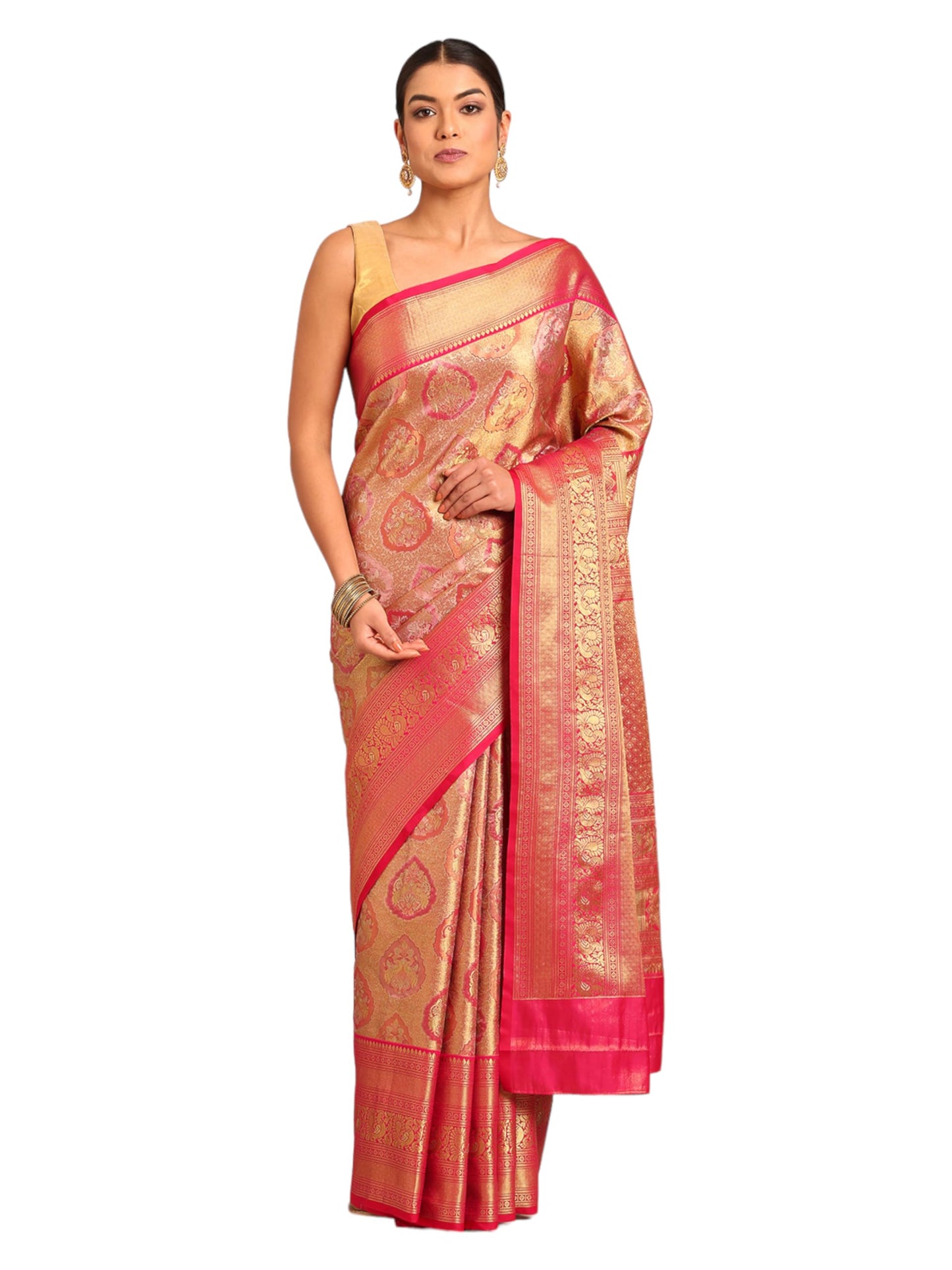 MOHEY Rani Art Silk Zari Weave Saree for Women