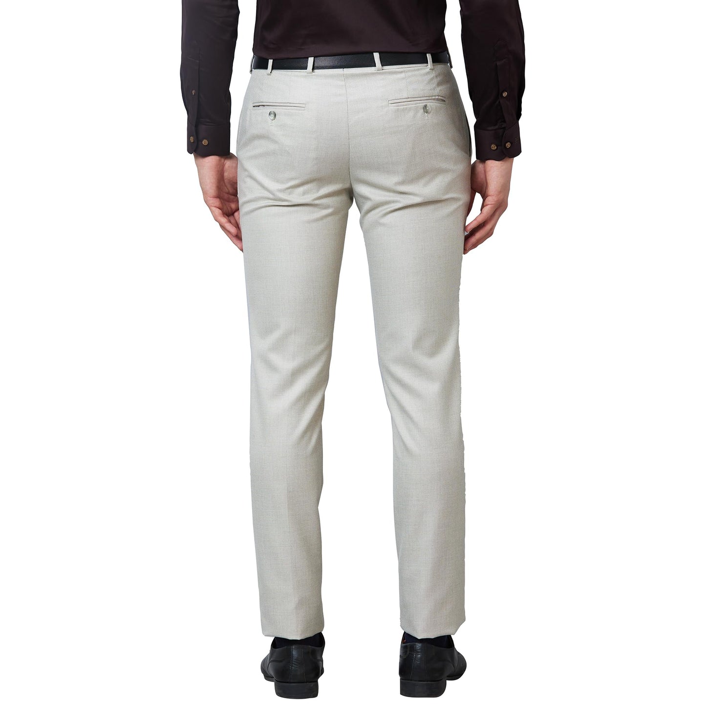 Raymond Men's Slim Fit Poly Viscose Blend Flat Front Structure Pattern Fawn Formal Trouser (Size: 32)-RMTS05210-F3