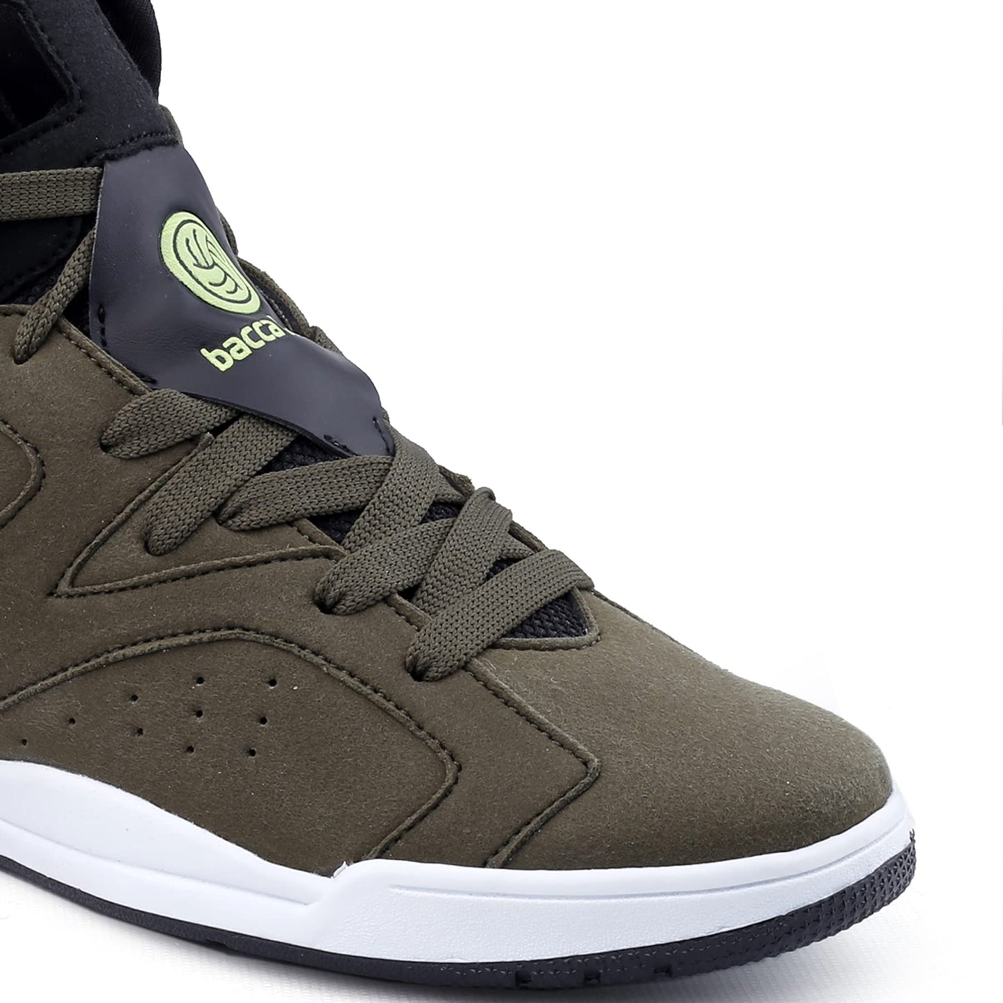 Bacca Bucci® Demon High-top Casual Shoe with Flat Outsole high Street Fashion Sneakers for Men- Olive, Size UK7