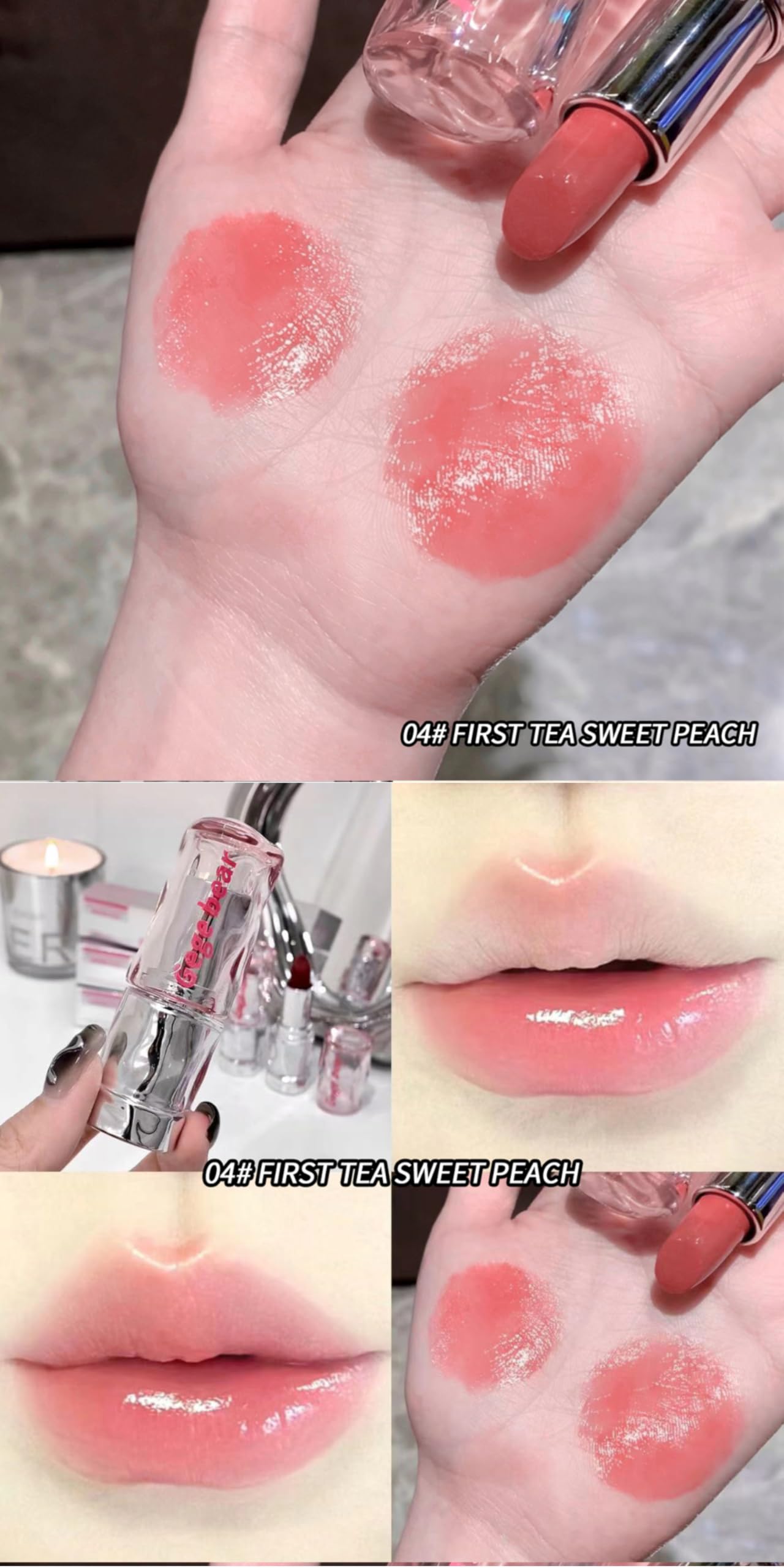 Gege Bear Light and Hydrating Lipstick for Women – Lightweight, Moisturizing, | Available in 6 Shades | Long-Lasting, High-Pigment Lip Gloss | Hydrating and High Shine Makeup | A Perfect Mix of Lip Balm & Lip Tint | (06-VINTAGE RED PEAR, 3.8g)