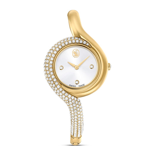 Swarovski Women's Dextera Asymmetric Watch, Swiss Automatic, Gold Tone Metal Bracelet, 29mm Case, Gold Dial, Sapphire Crystal, Foldover Clasp