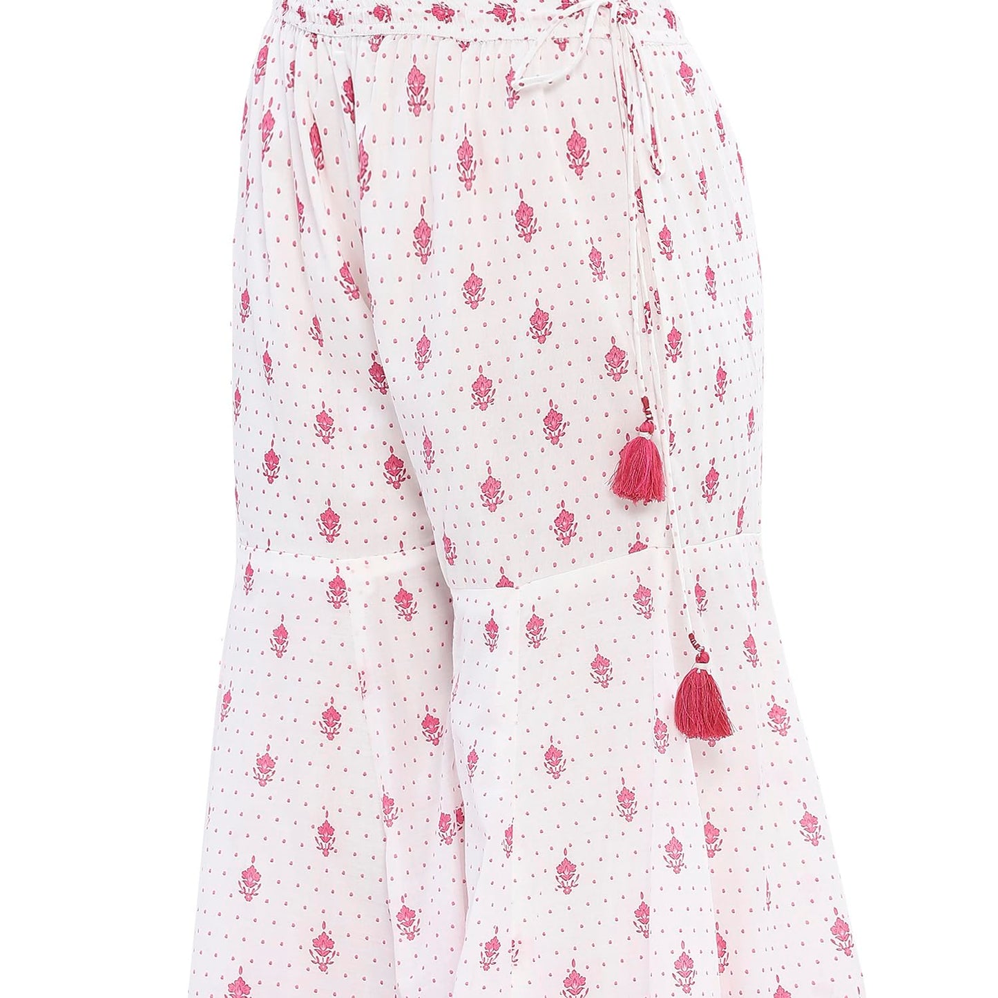 BIBA Women Cotton Floral Kurta Set (SKDCHHAP10619SS25OWHTPNK_Off-White-Pink, 2XL