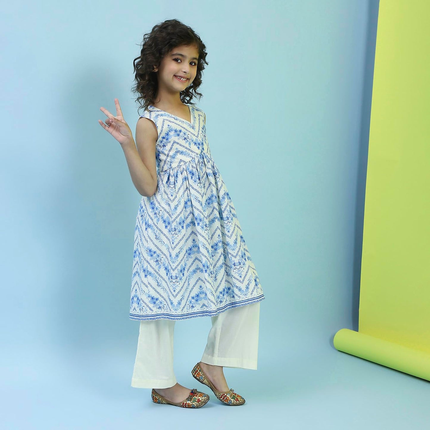 Biba Girl's Cotton Kurta, Bottom (KWPLMP6437SS25CRM_Cream