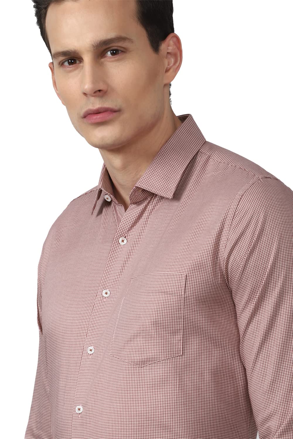 Van Heusen Men's Slim Fit Shirt (VHSFRSLBK38112_Peach 42)