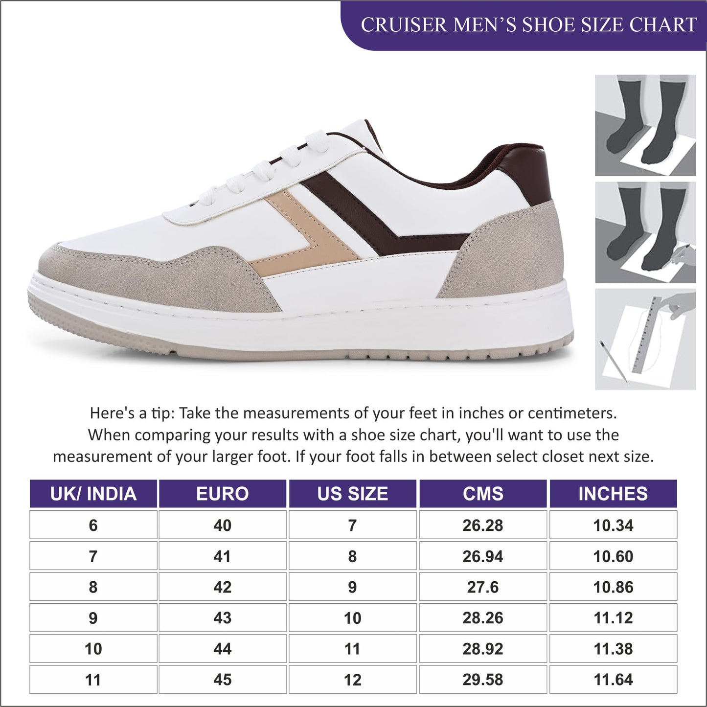 Cruiser Sneaker for Men | Ultimate Comfort & Style with Soft Cushioned Insole | Trendy Lace-Up Design for Casual Outfits & Everyday Wear 2629_CHICKU_9 UK
