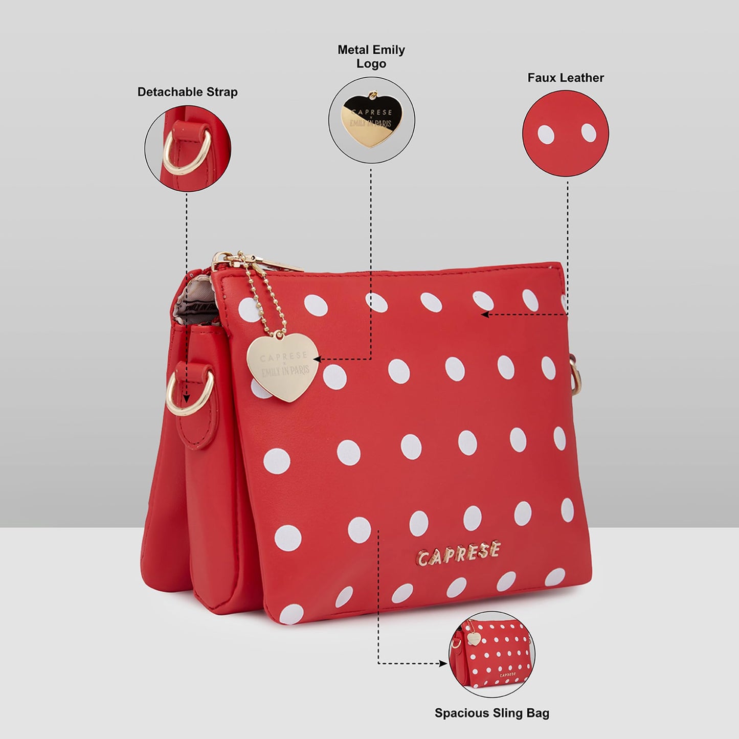 Caprese Rosie Sling Bag for Women (Medium, Maroon)