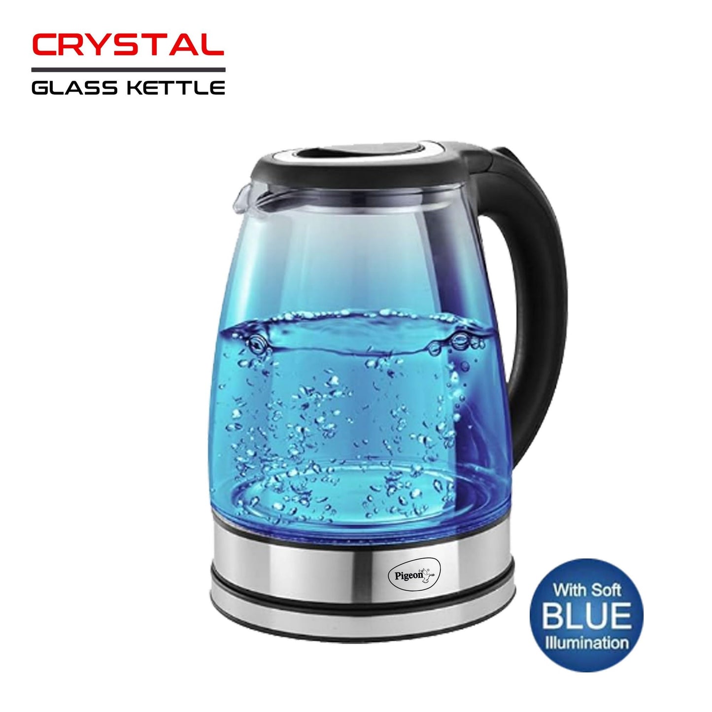Pigeon by Stovekraft Crystal Glass Electric Kettle 1.8 litre with LED Illumination, Heat Resistant Pyrex 1500 Watt