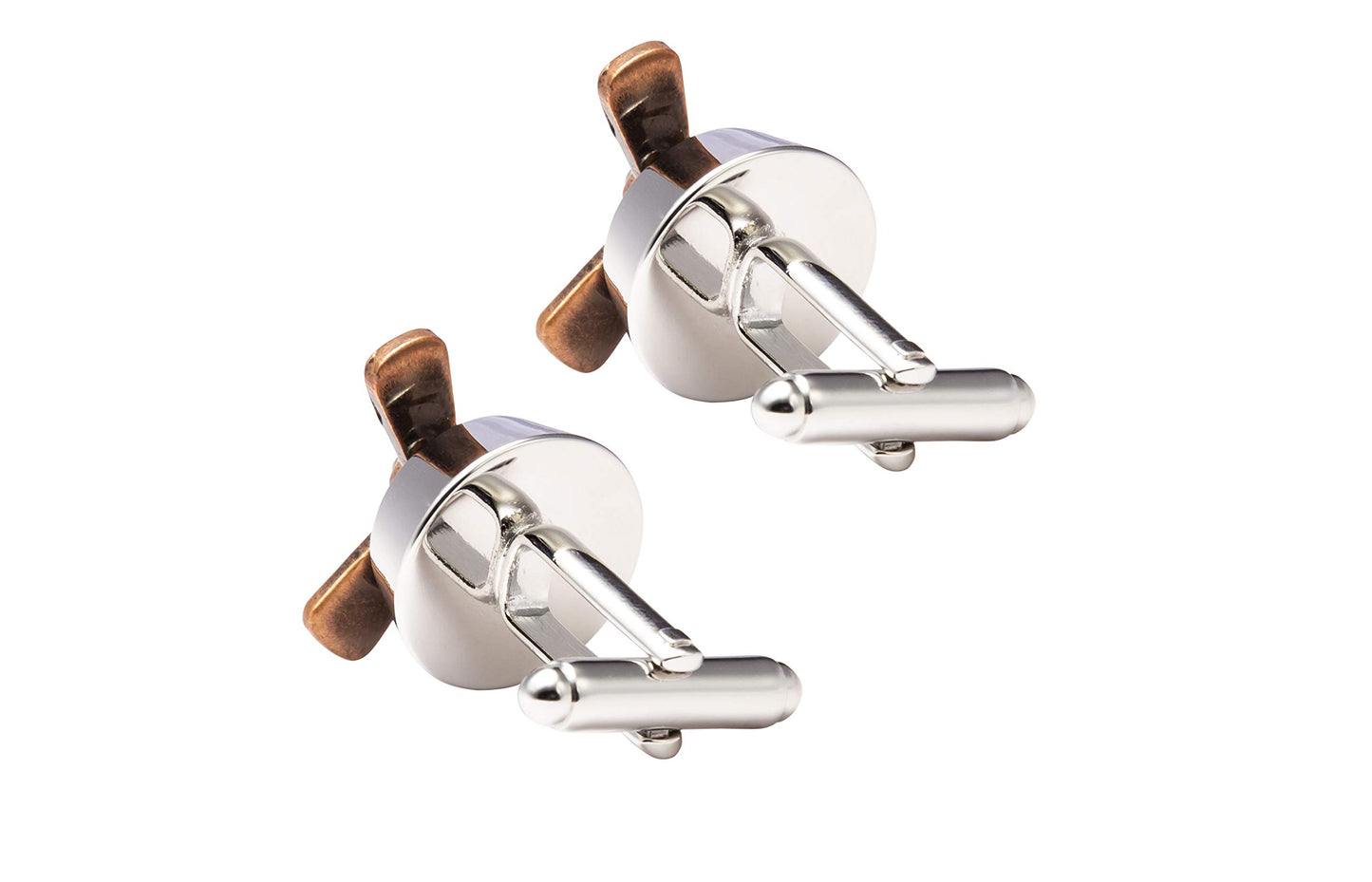 Knighthood Aeroplane Propeller Cufflinks for Men (Silver & Bronze)