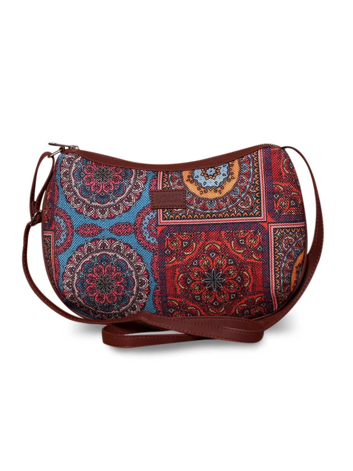ZOUK 100% PeTA Approved Vegan Leather Multicolor Mandala Print Shoulder Bag for Women