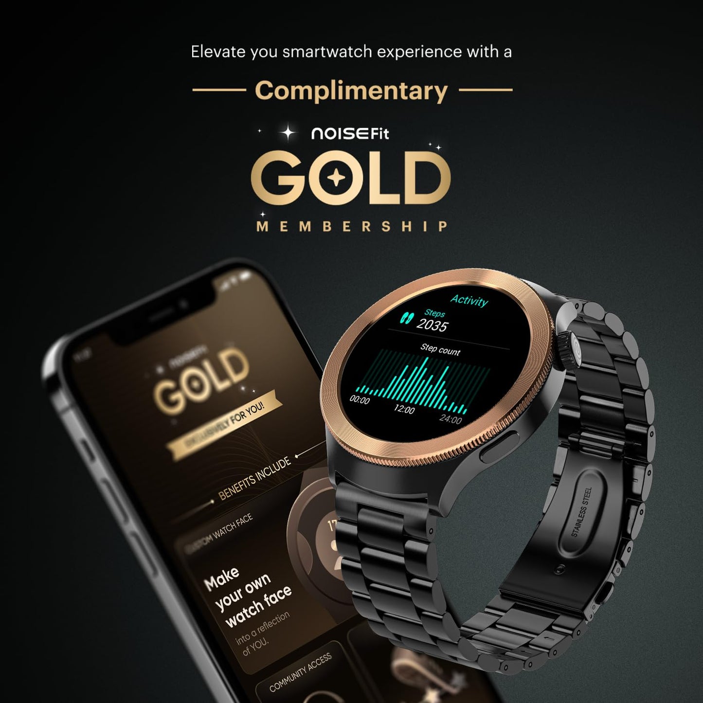 Noise Halo 2 MOD Smart Watch with Swappable Bezel Editions (Classic, Statement), 1.46" AMOLED, Smart Island, BT Calling, Metallic Build, Health Suite, Upto 7 Days Battery (Silver Green)