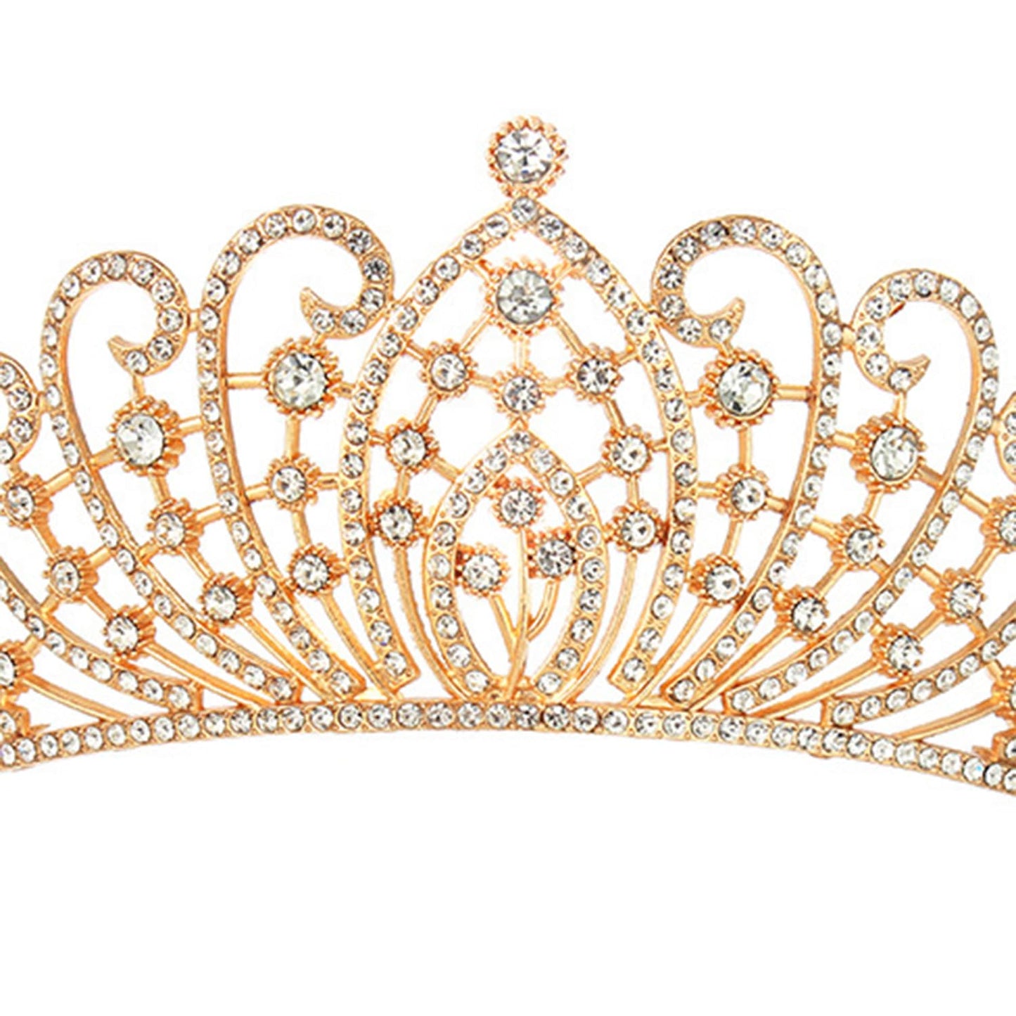 Peora Gold Plated Cubic Zirconia Studded Princess Tiara Crown for Girls & Women Birthday Hair Accessories