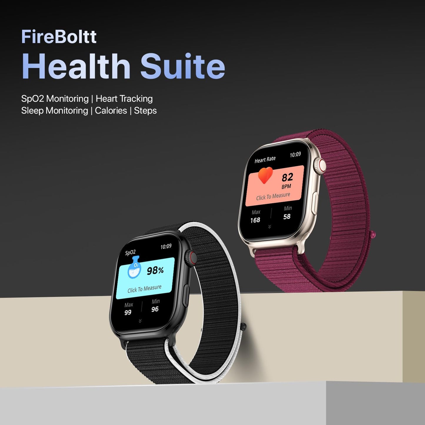 Fire-Boltt Brillia Pro Smart Watch with 51.3mm (2.02 inch) AMOLED Display, Bluetooth Calling, SpO2, Heart Rate Monitoring, 120+ Sports Modes, IP67 Waterproof, Long Battery Life, Nylon Strap (Wine)