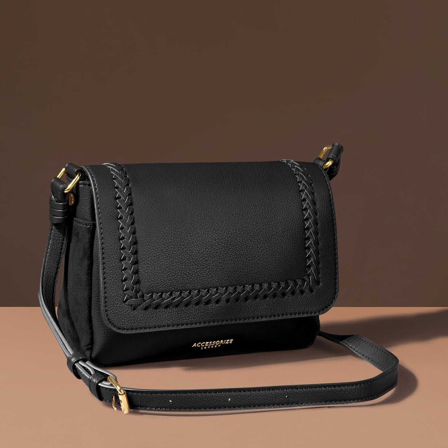 Accessorize London Women's Caffy Black Sling Bag| crossbody sling bag for women stylish|Ladies Adjustable Strap sling bag|Shoulder bag for woman