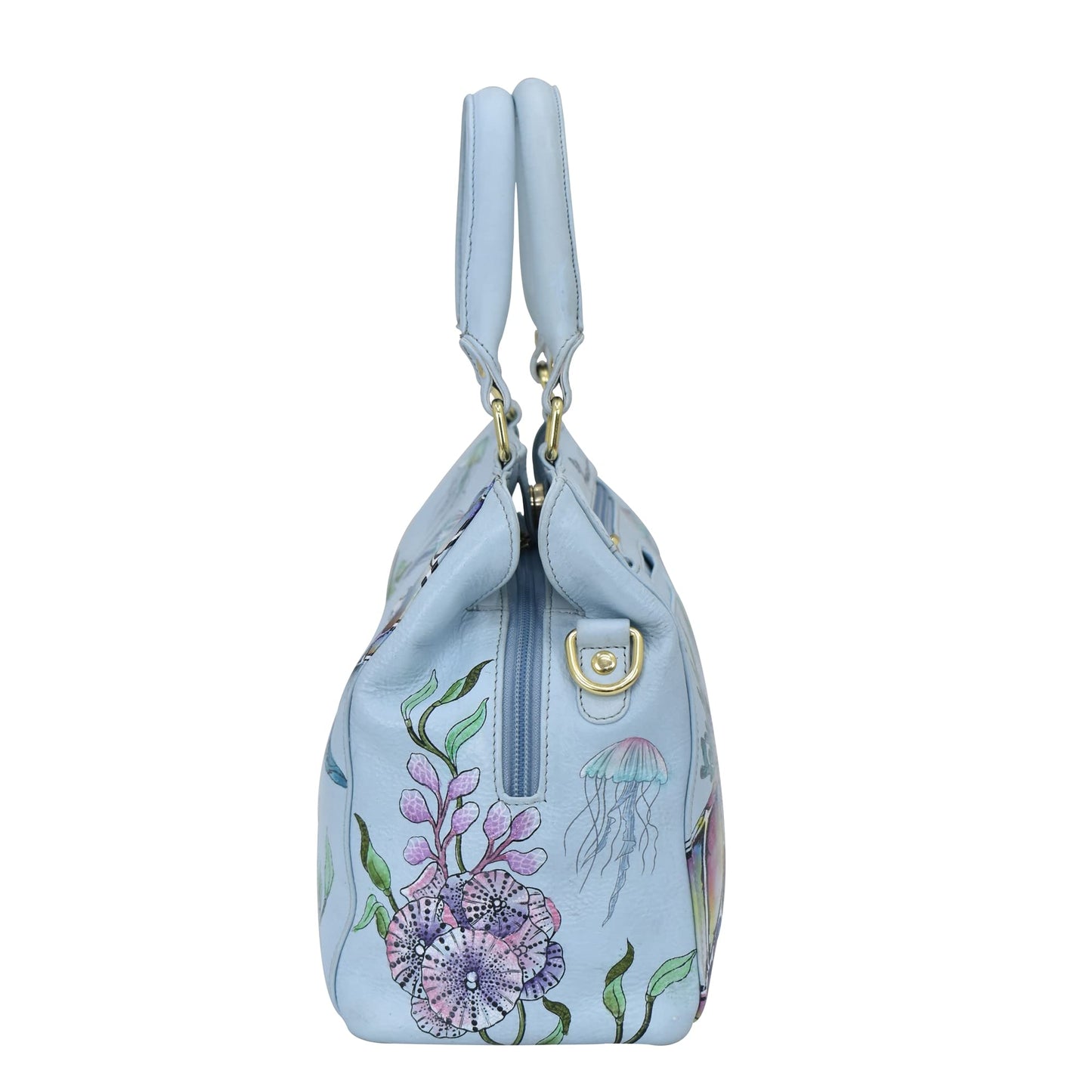 Anuschka Women’s Hand-Painted Genuine Leather Multi Compartment Satchel - Underwater Beauty