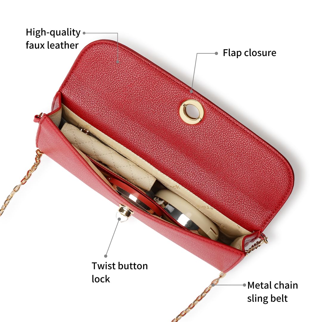 Fastrack Chain Reaction Sling Bag for Women | Medium Size with Flap Closure, Twist Lock and Gold Metal Chain | Stylish Sling Bag for Parties and Casual Outings