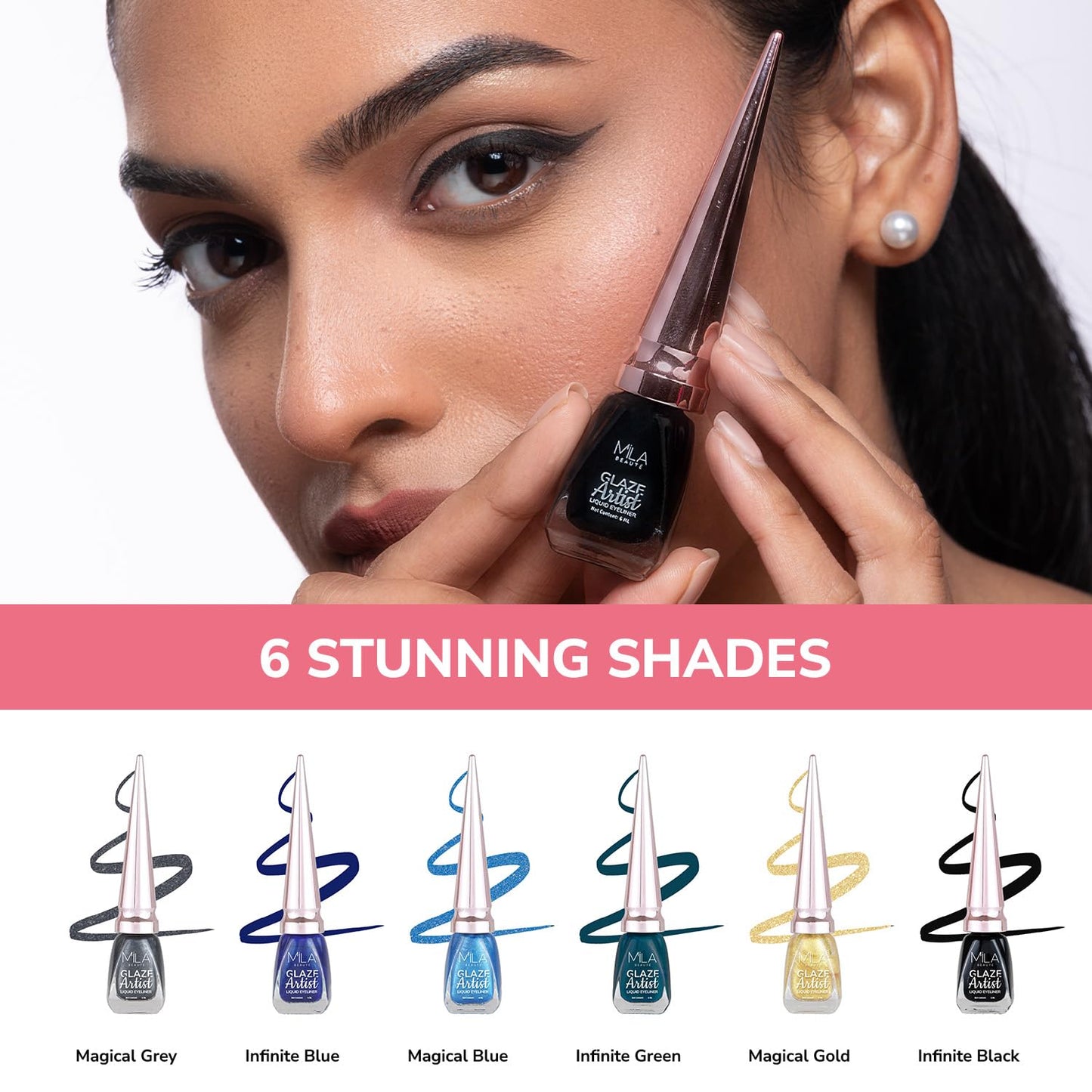 Mila Beauté Glaze Artist Liquid Eyeliner | Water Proof & Smudge-Proof | Rich Glossy Finish with Intense Shine | Intense Pigment I Easy Glide Applicator | 6Ml Shade - Magical Blue