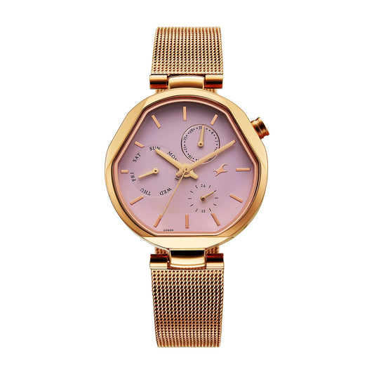 Fastrack TIK Tok 5.0 Quartz Pink Shaped Dial Women's Watch | Stainless Steel Strap Material | Watches for Women Analog - 6319WM01