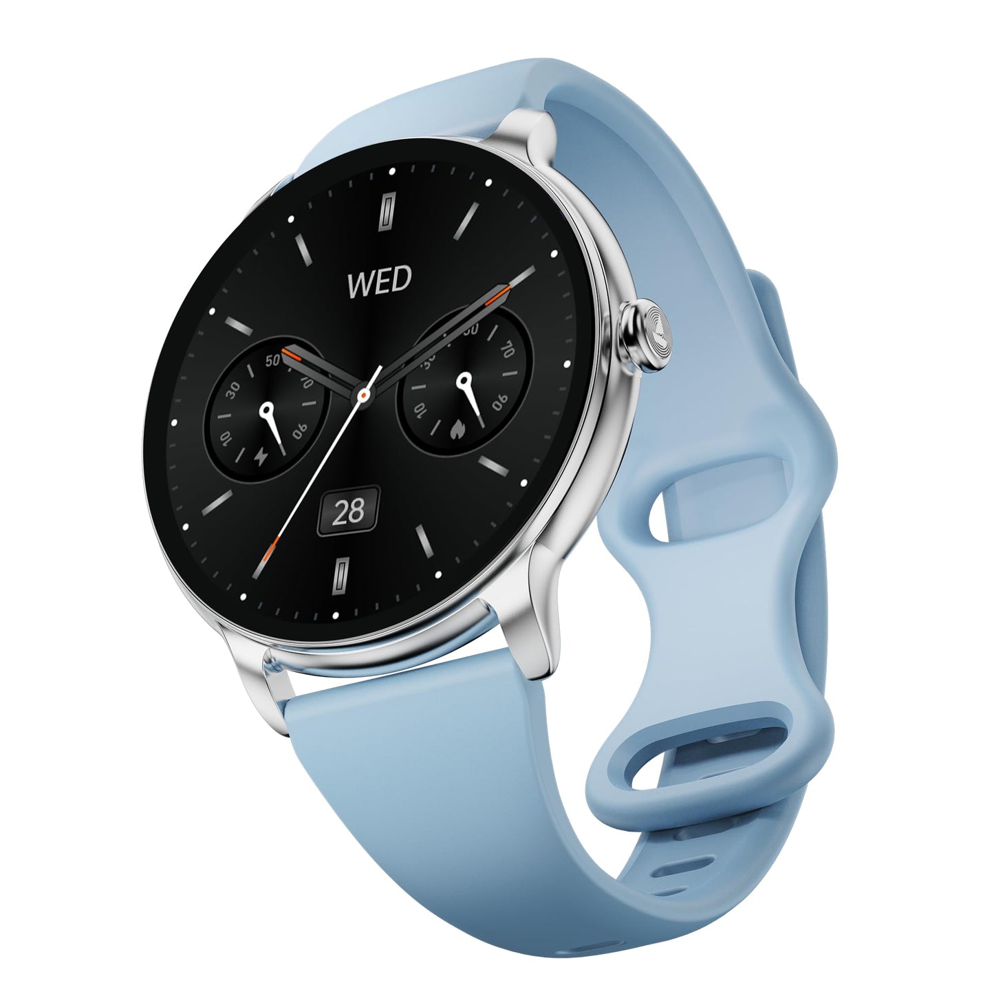 Boat Chrome Iris Fashion Smart Watch for Women - Elegant Ultra-Sleek Dial, Light-Weight Metal Body, 1.32" AMOLED Display, 1000 Nits, AOD, Female Wellness Tracking Watch for Woman (Frosted Sky)