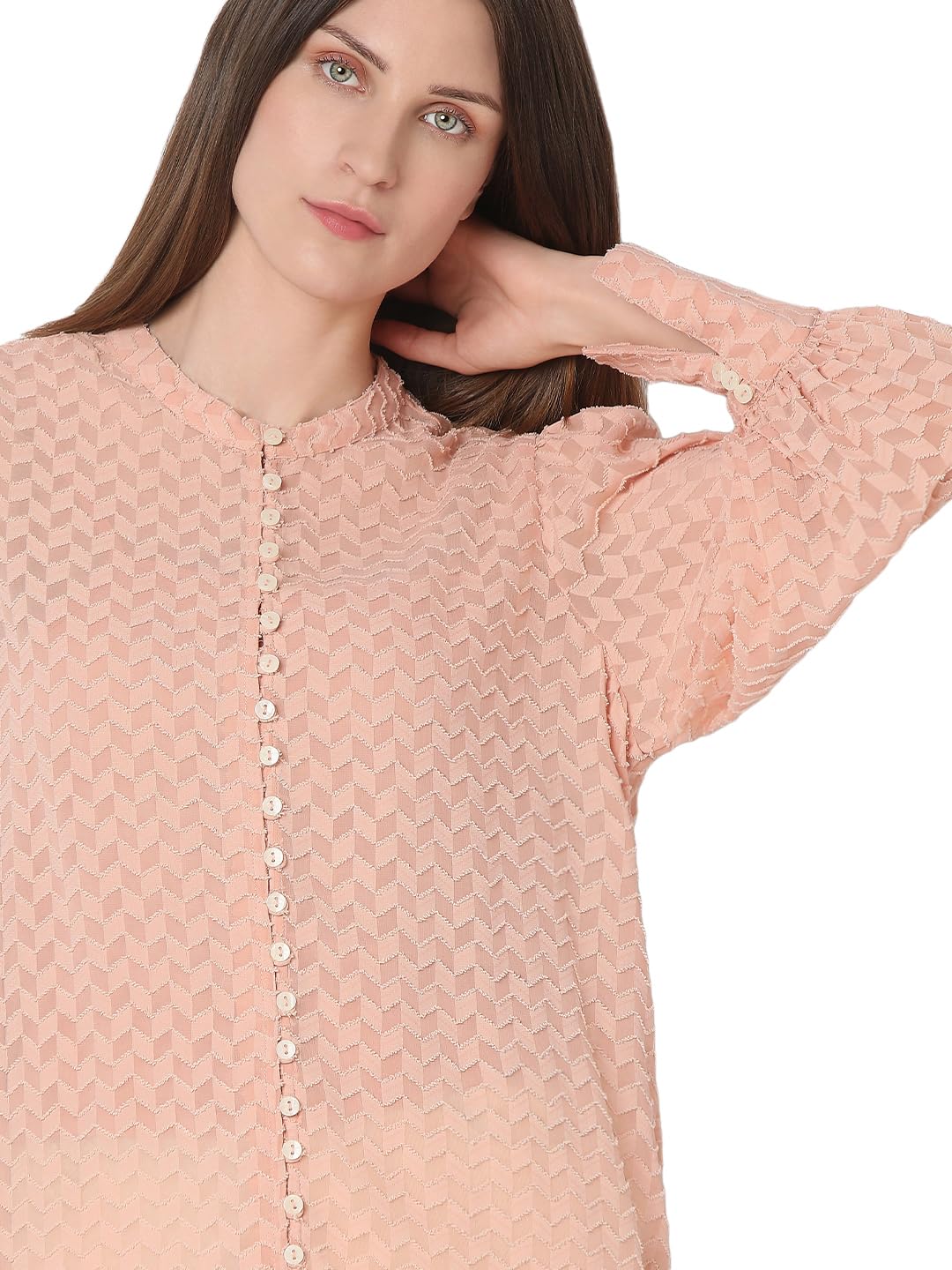 VERO MODA Women's Regular Fit Pink Shirt