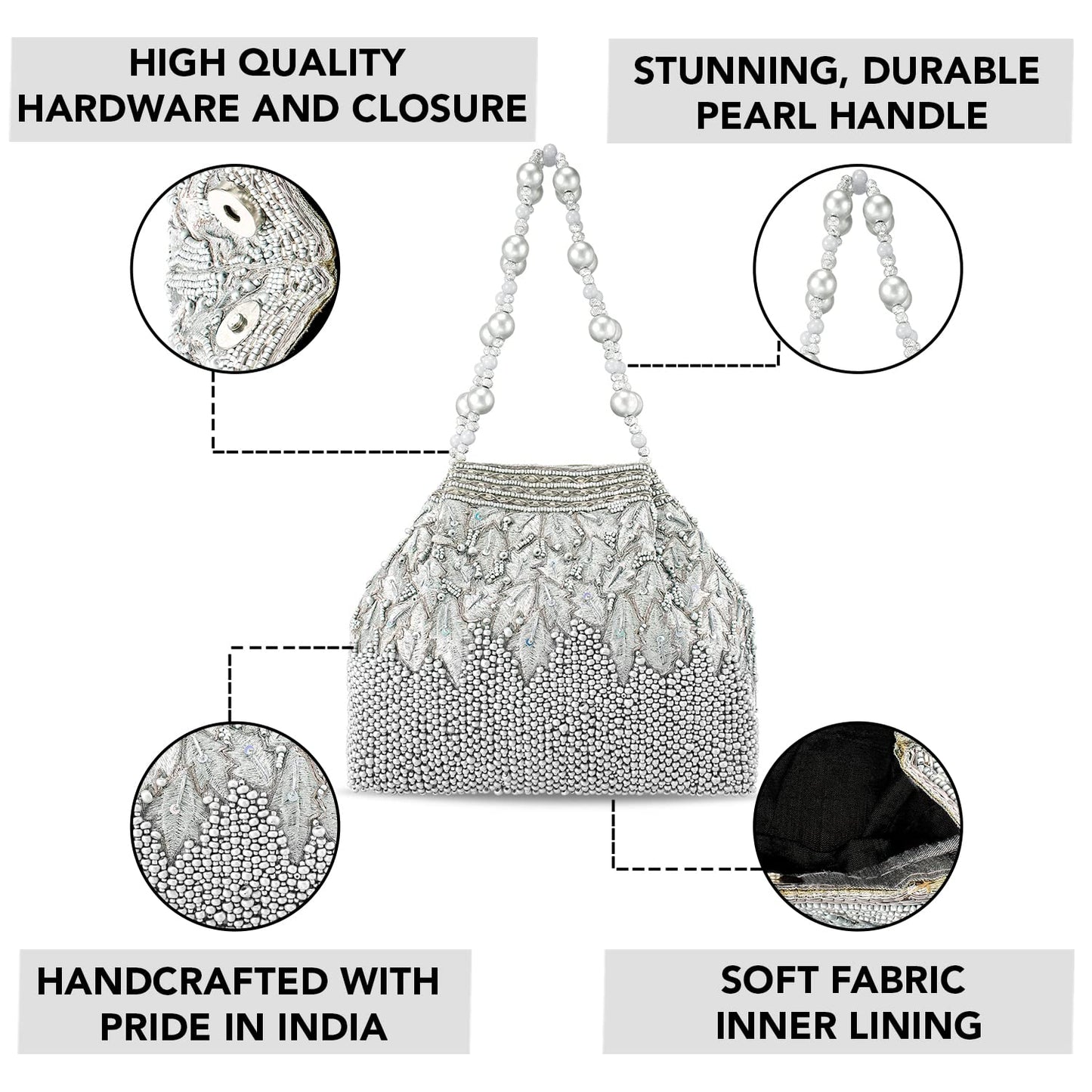 Peora Potli Bags for Women Evening Bag Clutch Ethnic Bride Purse with Drawstring (P66S)