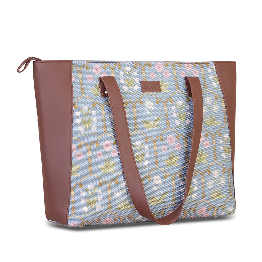 ZOUK Women's Handcrafted Blue Side Tote Bag and Handbag for Office and College