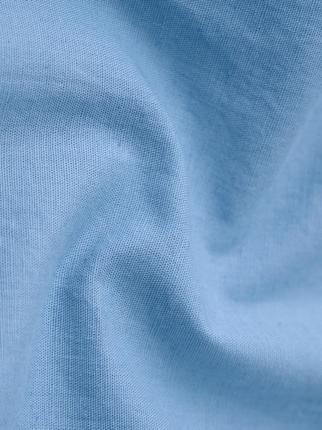 The Souled Store Cotton Linen: Beach Blue Women and Girls Long Sleeves Collared Neck Button Front Blue Embroidered Cotton Linen Boyfriend Shirts