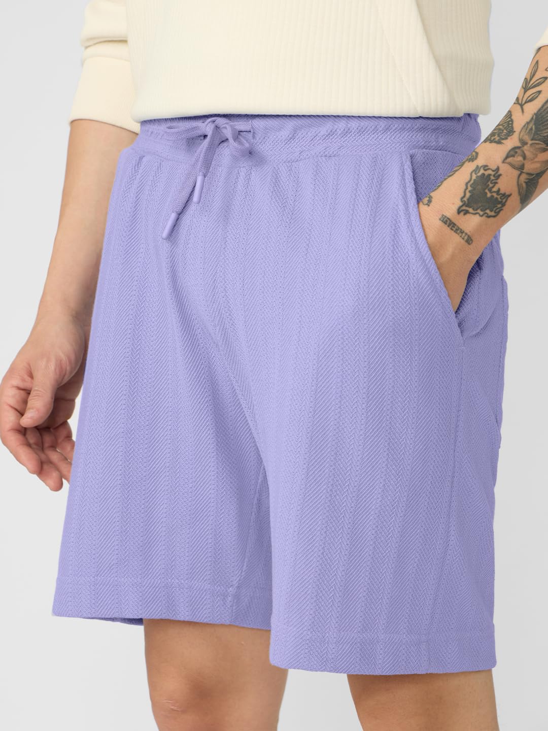 The Souled Store Lounge Shorts: Orchid Men and Boys Drawstringed Cotton Blend Regular Fit Lounge Shorts