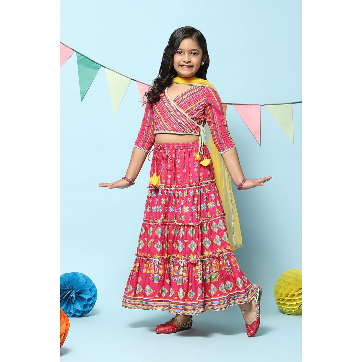 BIBA GIRL PRINTED SHORT_KURTA KID(KW5308_PINK_5)
