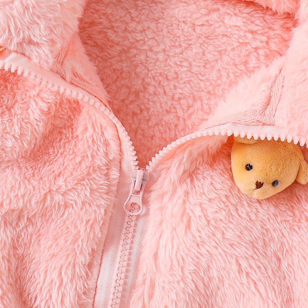 Hopscotch Girls Polyester Waist Length Jackets in Peach Color For Ages 4-5 Years