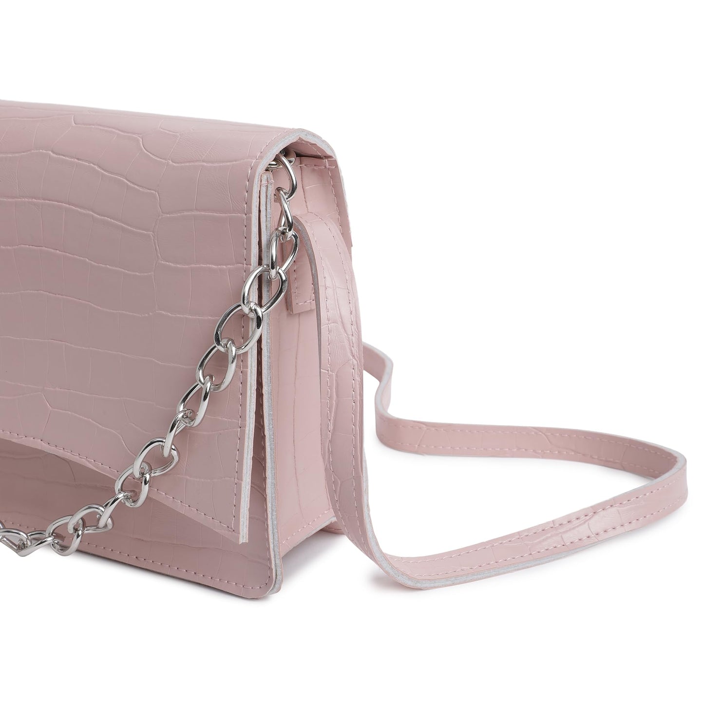 Fastrack Party Sling Bag for Women |Stylish and Structured Handbag for Girls, Ladies, Women | Textured Bag Made of faux Leather (pink)