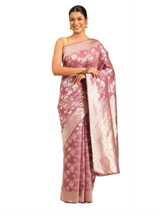 MOHEY Women's Art Silk Zari Weave Saree (Purple)