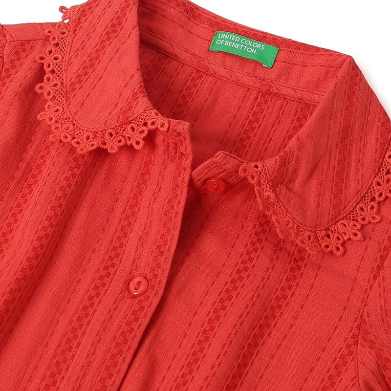 United Colors of Benetton Regular Fit Spread Collar Textured Knotted Shirt