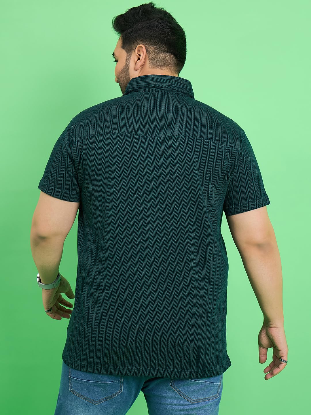 Bigbanana Men's Plus Size Teal Solid Shirt (Vortex,Teal,5XL)