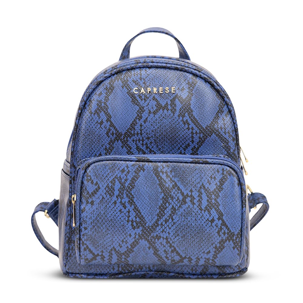 Caprese Draco Casual Backpack, Small | Fashion Backpack for Women with Adjustable Strap & Secure Zip Closure | Spacious, Versatile for Everyday Outings and Travel (Blue)