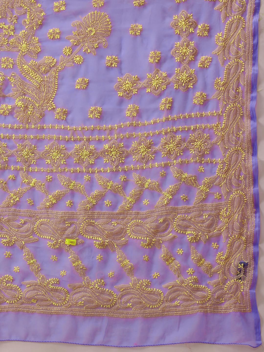 Ada Hand Embroidered Lucknowi Chikankari Georgette Saree for Women with Unstitched Blouse Piece A311377 Mauve & Yellow