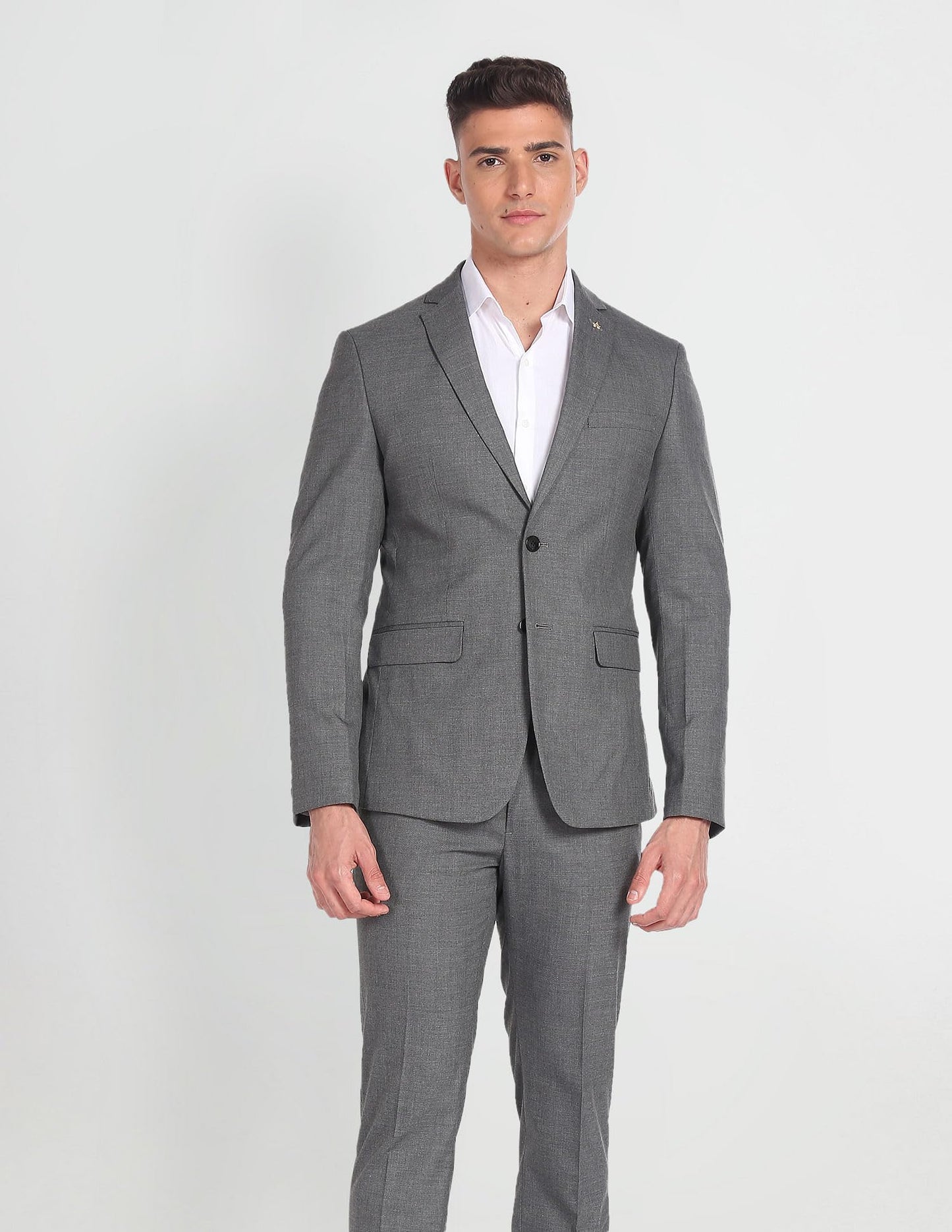 Arrow Men's Polyester Single Breasted Business Suit Pants Set (AREU5087A_Grey