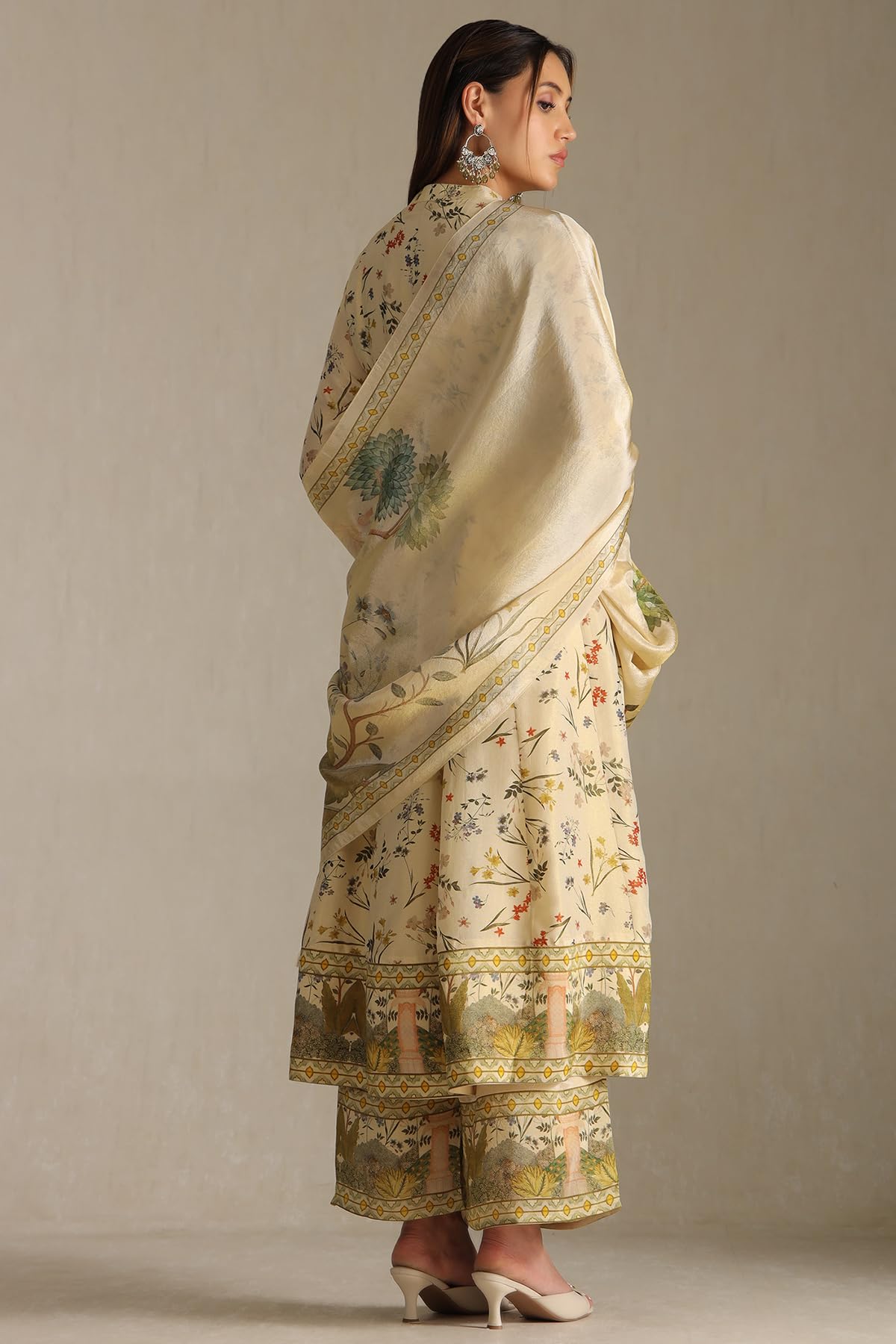 Soch Womens Tissue Botanical Print Suit Set With Sequins