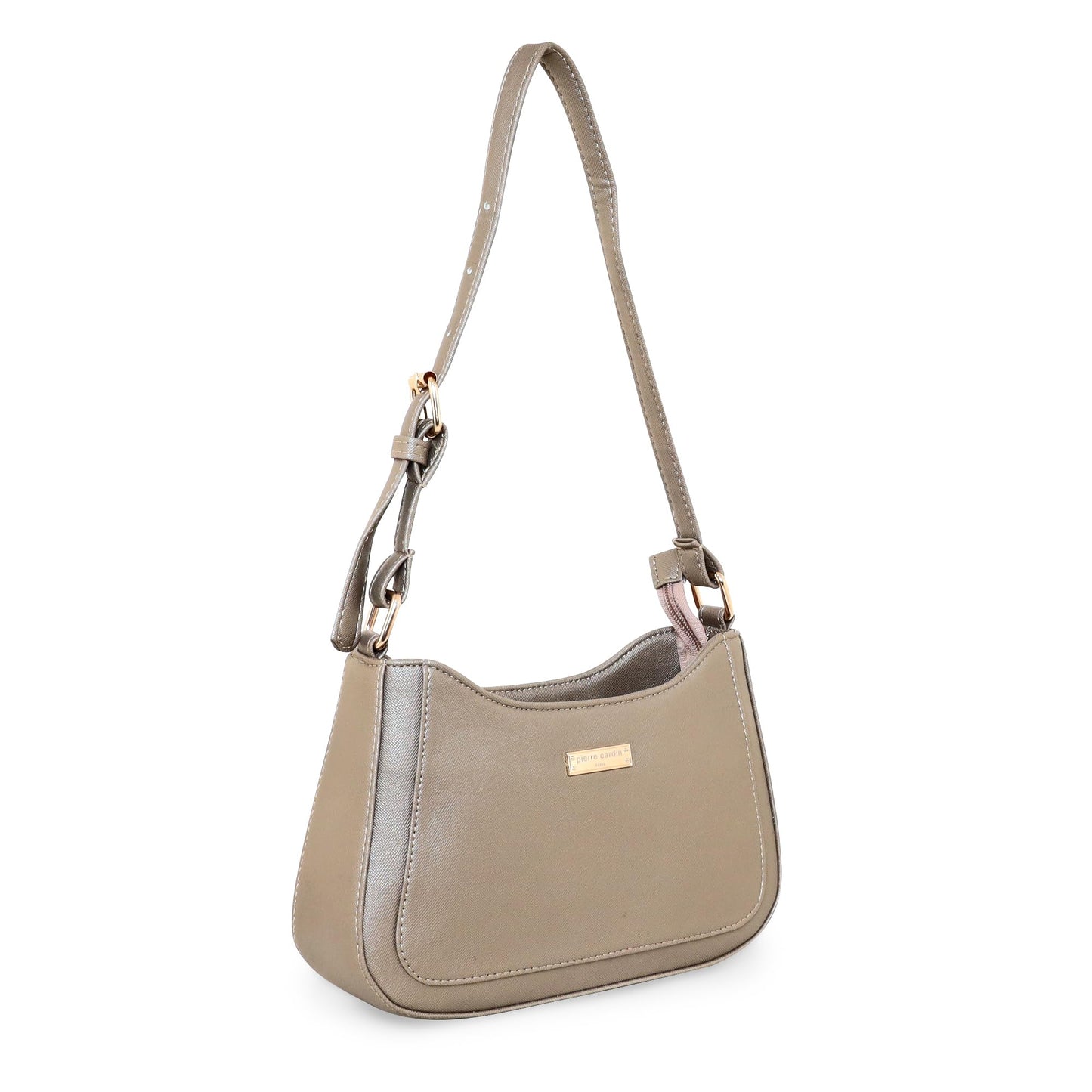 Pierre Cardin PU Leather Sling Bag for Women and Girls | Stylish Crossbody Bag For Women with Zipper & Adjustable Strap, Nude