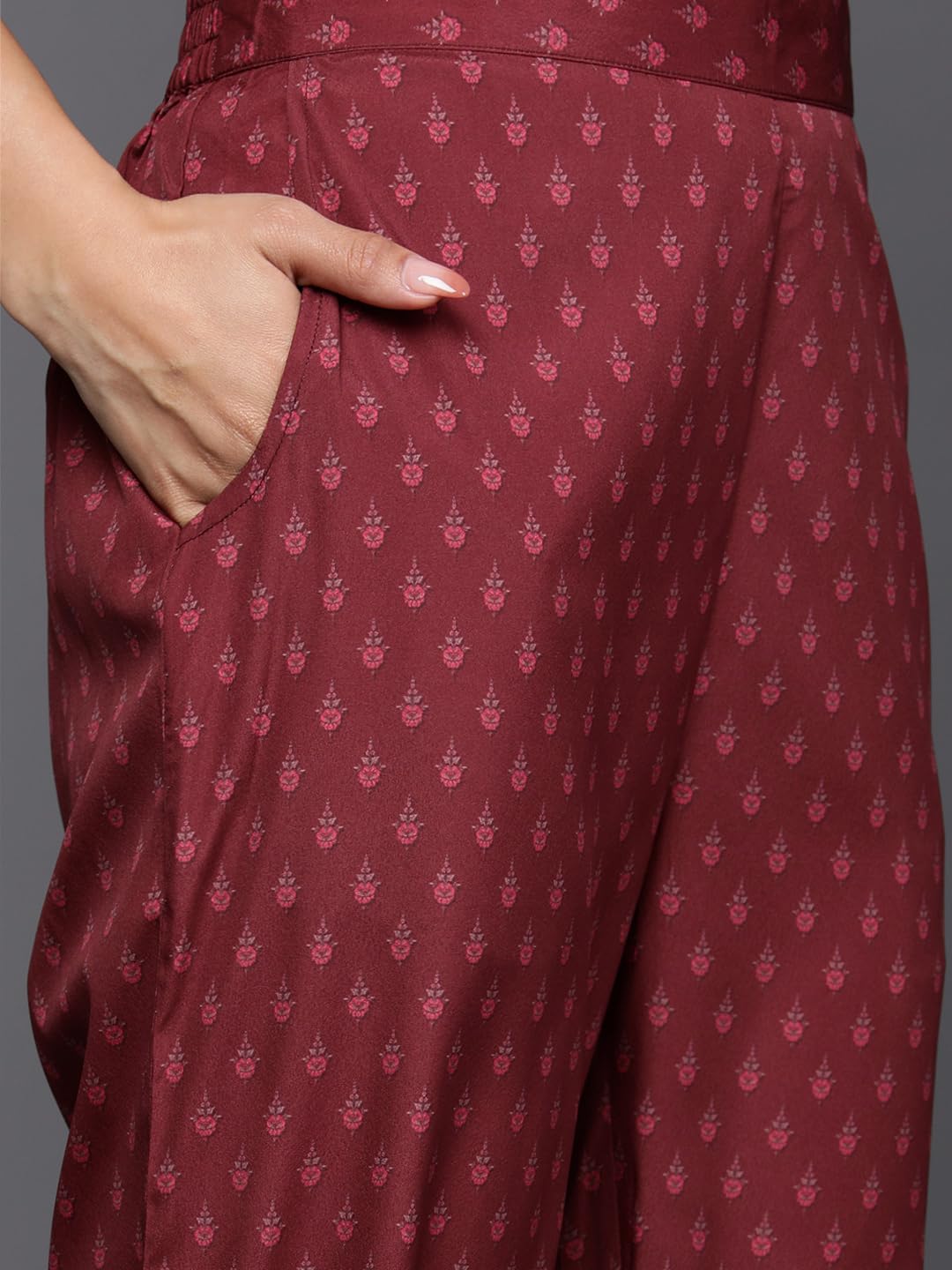 Libas Women's Poly Crepe Kurta Sets (34215_Maroon