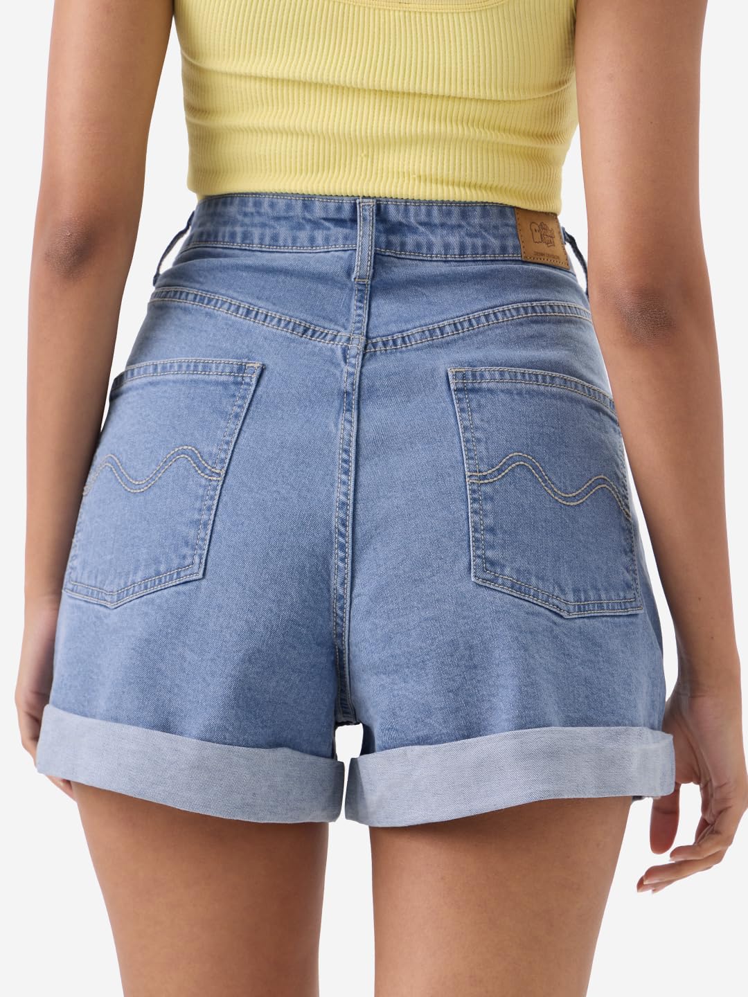 The Souled Store Denim: Mimosa Women and Girls Graphic Print Denim Shorts