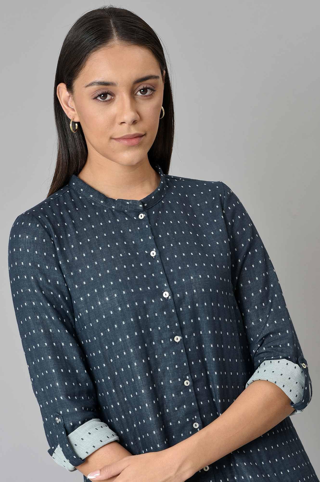 W for Woman Women's Regular Fit Shirt (22AUW31162-830184_Blue