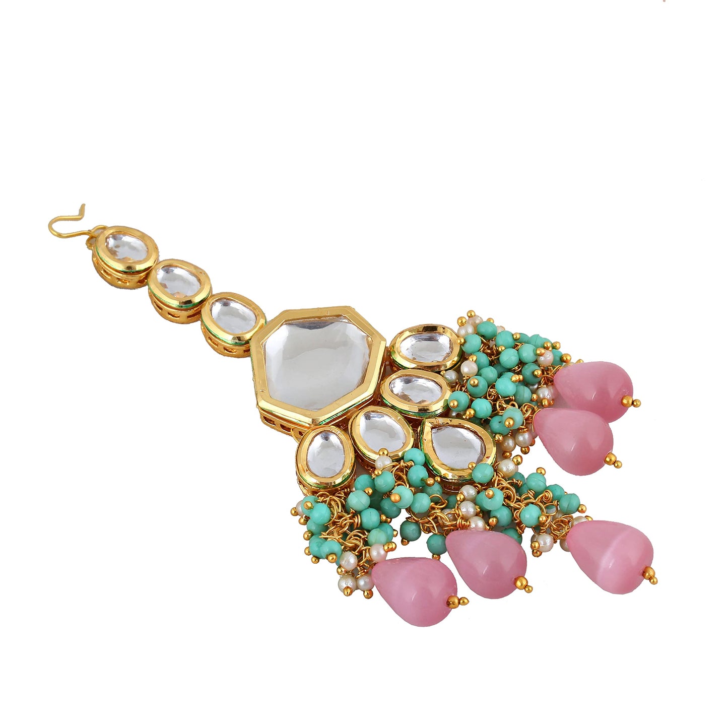 Lucky Jewellery Meenakari 18K Gold plated Multi color Uncut dibbi Kundan Combo Necklace Set