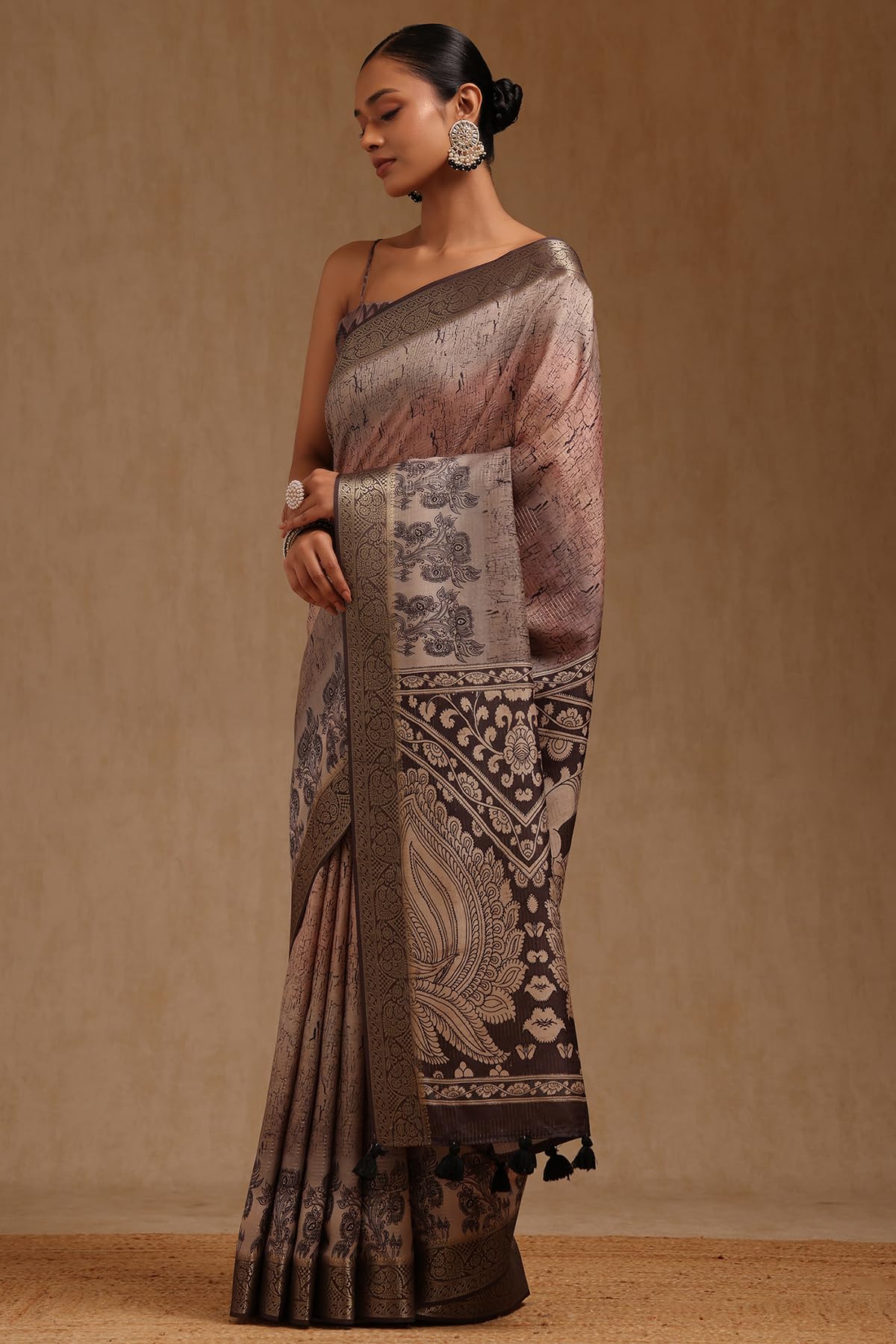 Soch Womens Tussar Abstract Print Saree