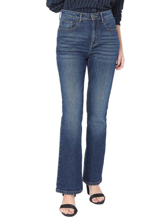 VERO MODA Womens Bootcut High Rise Jeans Medium Blue Denim