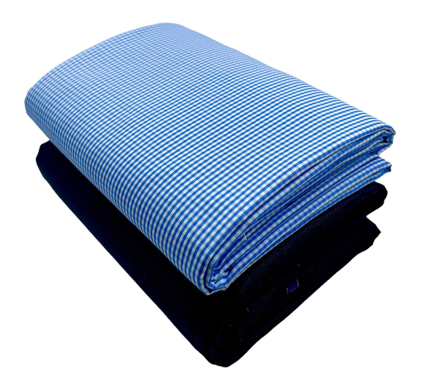 JHABAK'S Checkered Shirt and Trouser Fabric 20 - Polycotton Material - 2.25m Shirt Cloth - 1.20m Pant Piece for Men (Small Blue Checks)